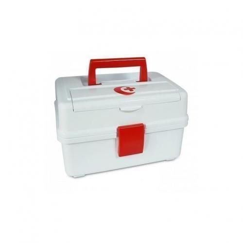 Boîte à pharmacie vide en plastique avec poignée et fermeture