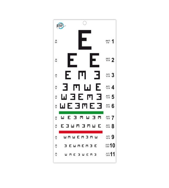 Échelle murale d’acuité visuelle à lettres E, 56 x 27 cm