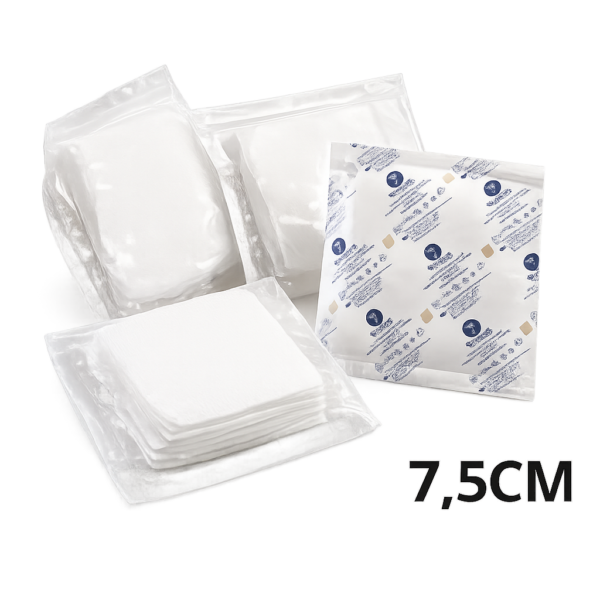 Sachets de compresses de gaze stériles de 7,5 cm