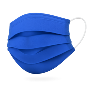 Masque en tissu bleu plissé avec élastiques