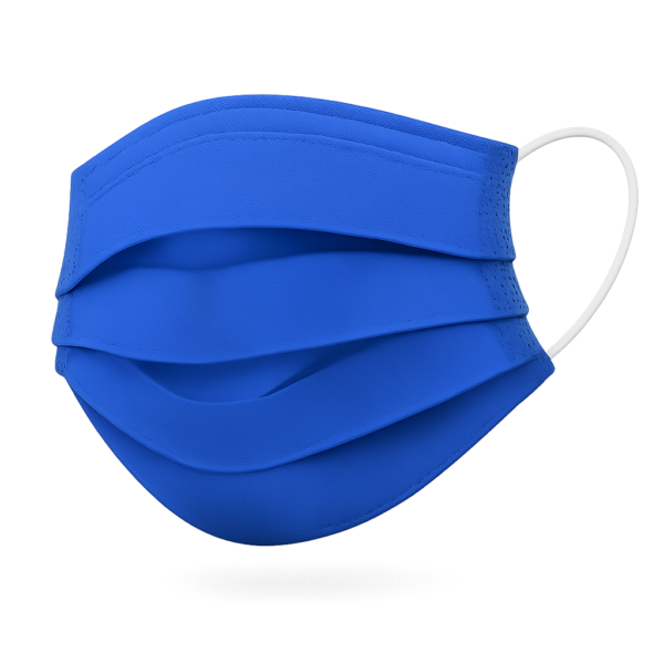 Masque en tissu bleu plissé avec élastiques