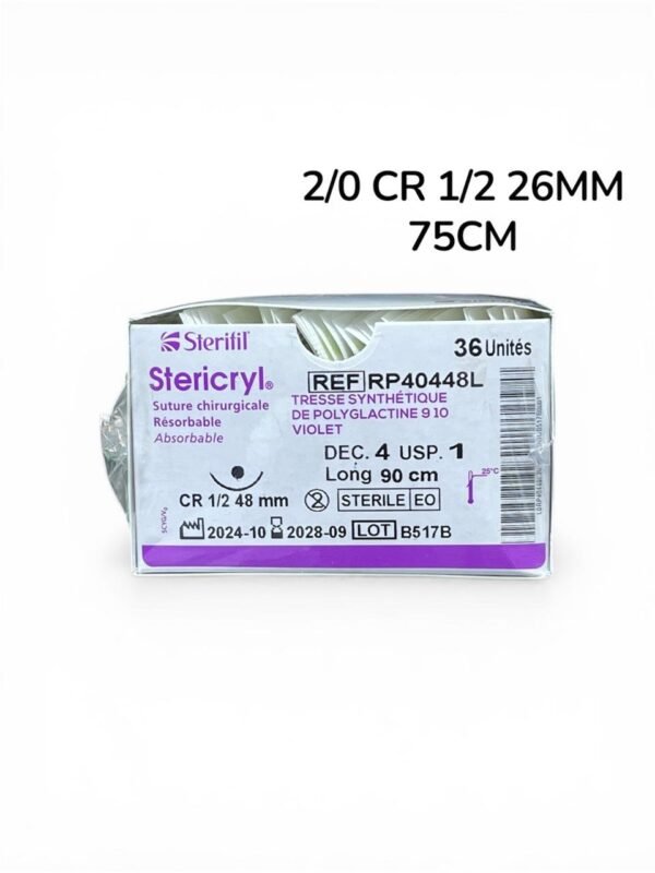 WhatsApp-Image-2026-03-31-at-17.00.45-3.jpeg Boîte de fil de suture Stericryl 2/0 aiguille CR 1/2 de cercle 26 mm
