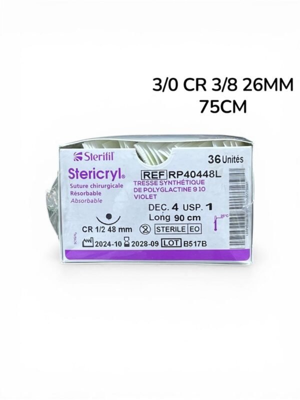 WhatsApp-Image-2026-03-31-at-17.00.45.jpeg Boîte de fil de suture Stericryl 3/0 aiguille CR 3/8 de cercle 26 mm