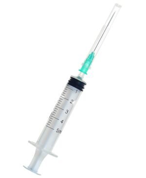 Seringue Luer Slip 5 ml avec aiguille 21G, Lot de 100